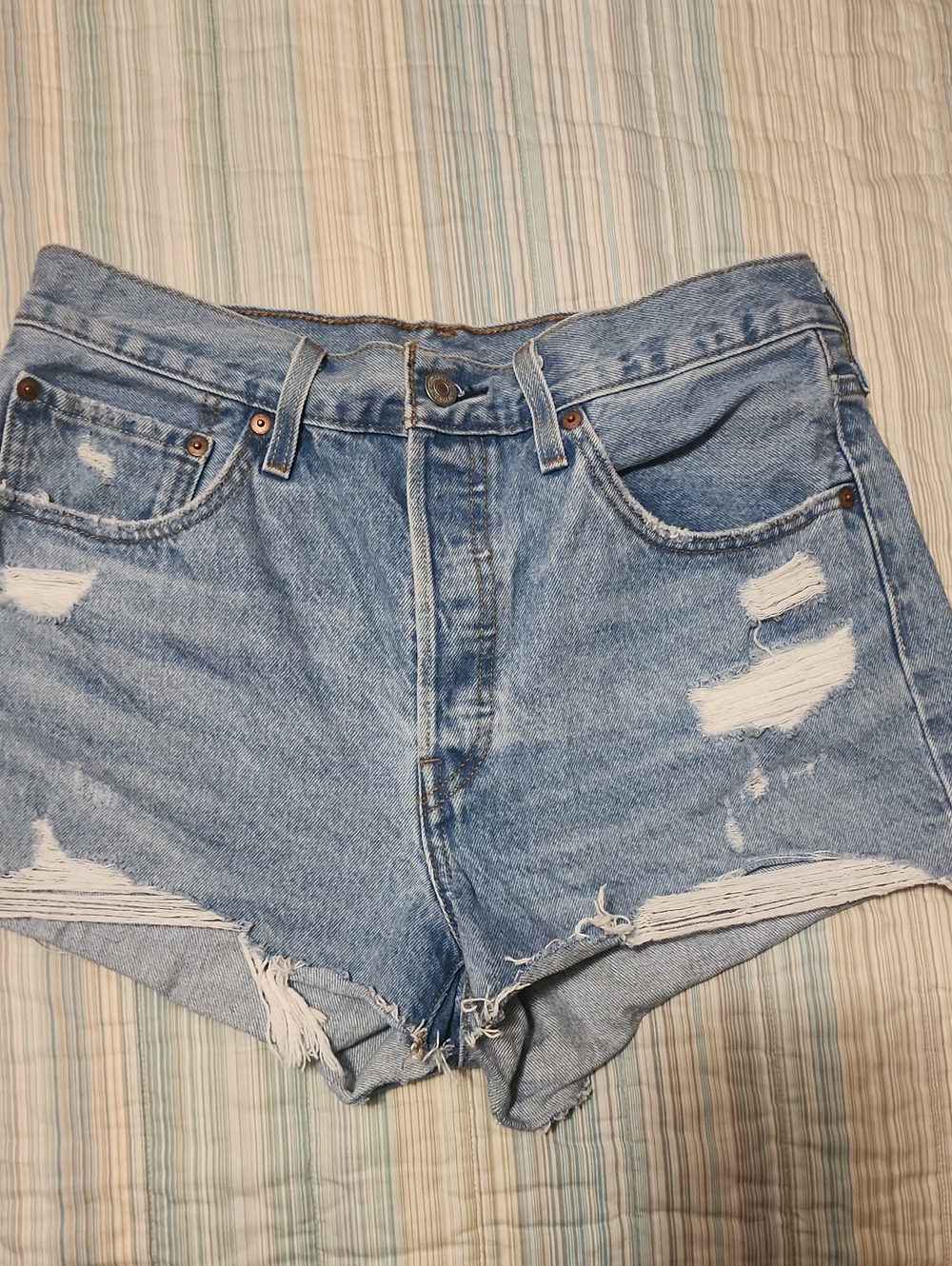 Levi's Light Blue Distressed Denim Cutoff Shorts